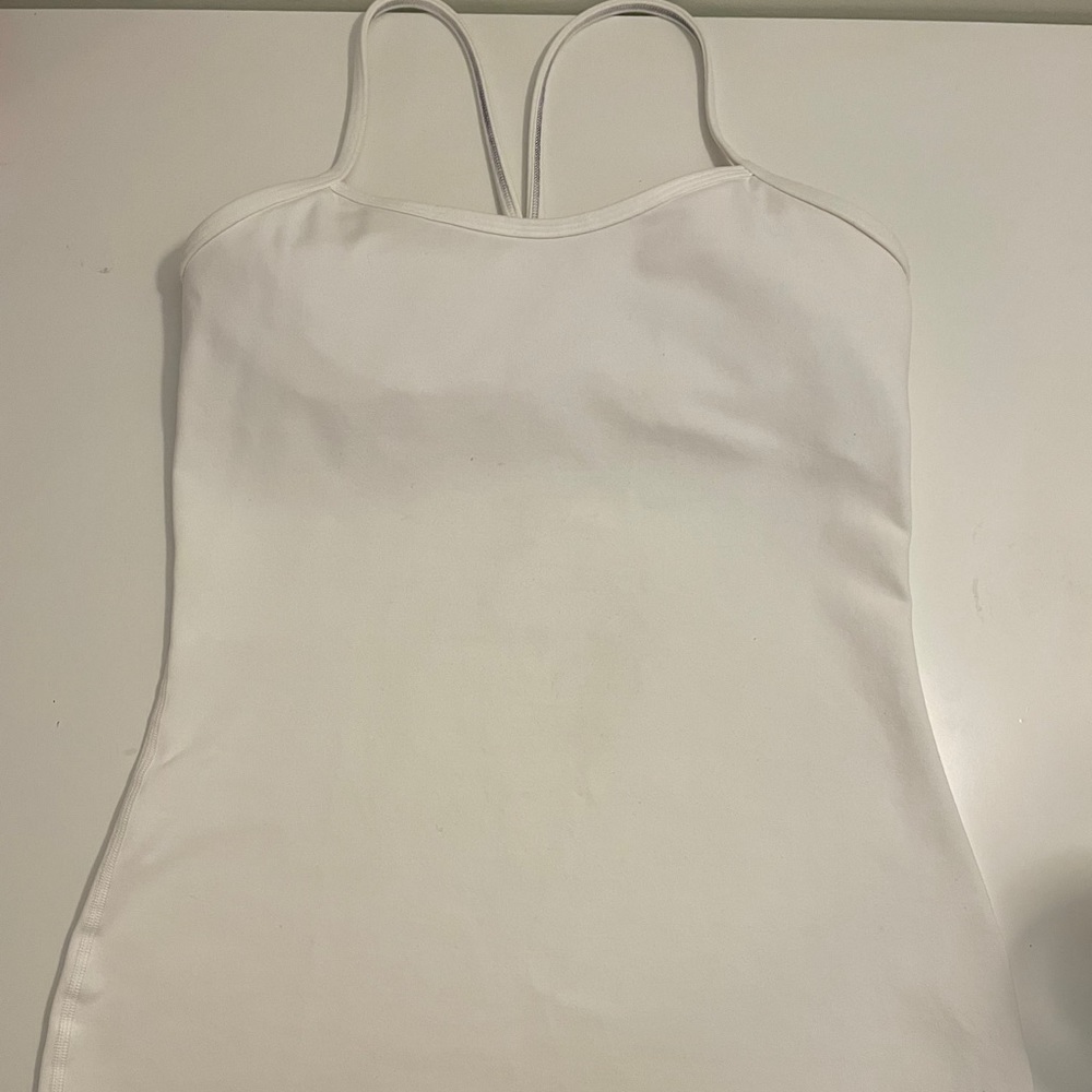 Lululemon White Power Y Luon Tank Top